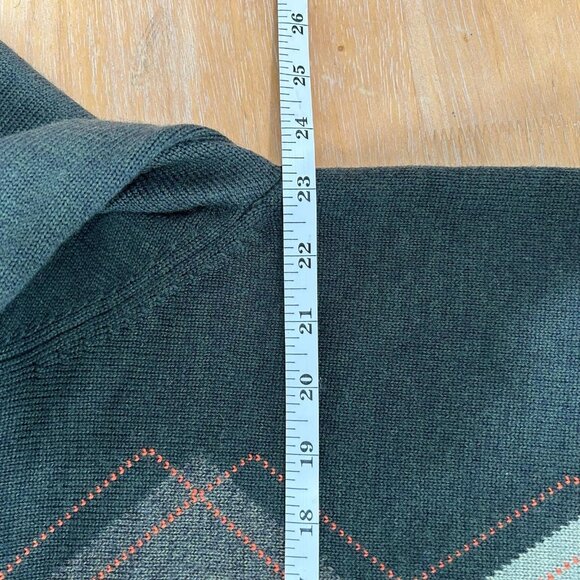 Brooks Brothers Sweater Mens XL Green V Neck Italian Merino Wool Argyle Luxury - Picture 6 of 7